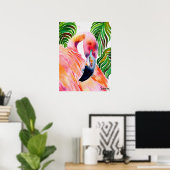Waterverf Roze Flamingo Poster (Thuiskantoor)