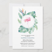 Waterverf Roze Flamingo Rehearsal Dinner Kaart (Voorkant)