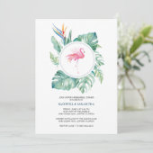 Waterverf Roze Flamingo Rehearsal Dinner Kaart (Staand voorkant)