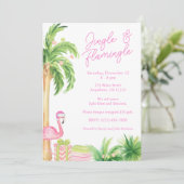 Waterverf Roze Flamingo Strand Kerstfoto Kaart (Staand voorkant)