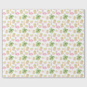 Waterverf Roze Flamingo Strand Kerstmis Cadeaupapier (Vlak)