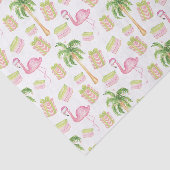 Waterverf Roze Flamingo Strand Kerstmis Tissuepapier (Detail)