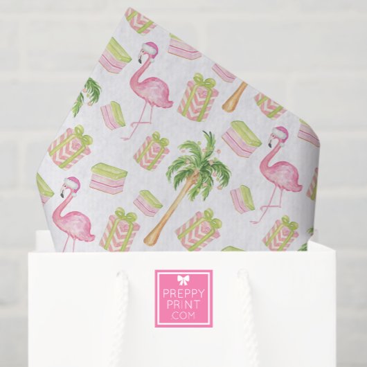 Waterverf Roze Flamingo Strand Kerstmis Tissuepapier