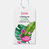 Waterverf Roze Flamingo Tropical Birthday Cadeaulabel (Voorkant)