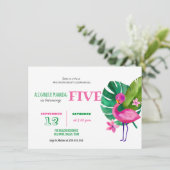 Waterverf Roze Flamingo Tropical Birthday Kaart (Staand voorkant)