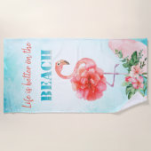 Waterverf Roze flamingo Tropical Flowers Strandlaken (Voorkant)