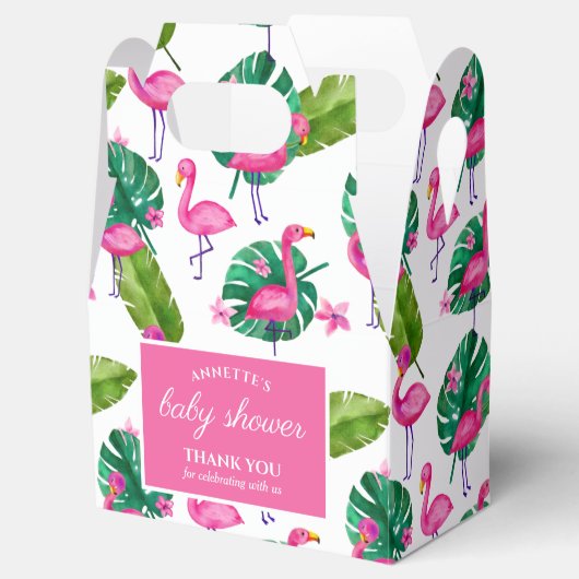 Waterverf Roze Flamingo Tropical Leaves Pattern Bedankdoosjes (Geopend)