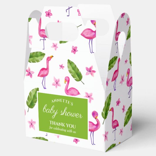 Waterverf Roze Flamingo Tropical Leaves Pattern F Bedankdoosjes (Geopend)