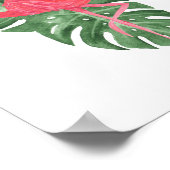 Waterverf Roze Flamingo Tropical Monstera Leaves Poster (Hoek)