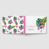 Waterverf Roze Flamingo Tropisch Baby shower Gastenboek (Volledig)