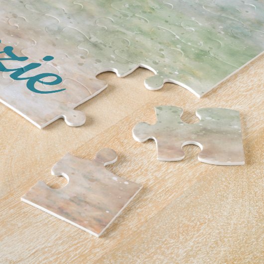 Waterverf Roze Flamingo | Tropisch eiland Legpuzzel (Zijkant)