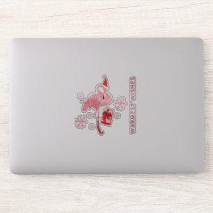 Waterverf Roze Flamingo Tropisch Strand Kerst Sticker