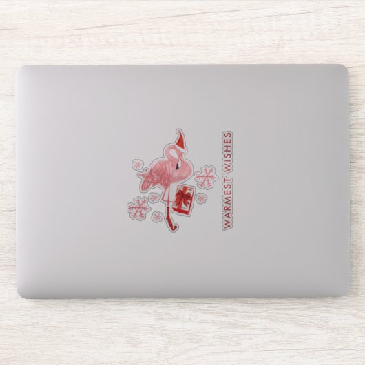 Waterverf Roze Flamingo Tropisch Strand Kerst Sticker (Computer)