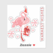 Waterverf Roze Flamingo Tropisch Strand Kerst Sticker (Vel)