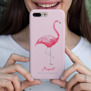 Waterverf Roze Flamingo Tropische Regenwoudvogel Case-Mate iPhone Case