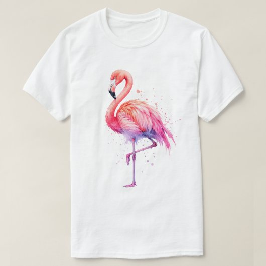 Waterverf Roze Flamingo Verfspatten T-shirt (Design voorkant)