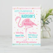 Waterverf Roze Flamingo Verjaardagsuitnodiging Kaart (Staand voorkant)