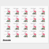 Waterverf roze flamingo - voor de bibliotheek van vierkante sticker (Vel)