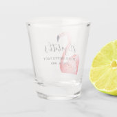 Waterverf roze flamingo vrijgezellenfeest shot glas (Achterkant)