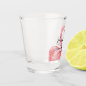 Waterverf roze flamingo vrijgezellenfeest shot glas (Links)