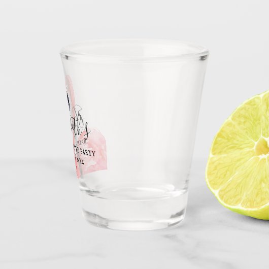 Waterverf roze flamingo vrijgezellenfeest shot glas (Rechts)