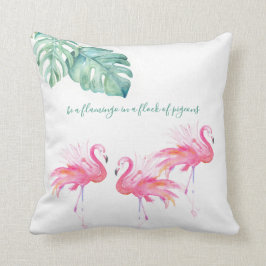 Waterverf Roze Flamingo Worpkussen Kussen