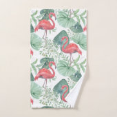 Waterverf Roze flamingos en bladeren. Bad Handdoek (Handdoek)