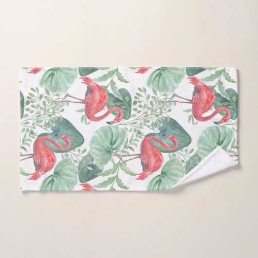Waterverf Roze flamingos en bladeren. Bad Handdoek (Handdoek)