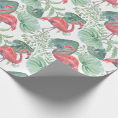 Waterverf Roze flamingos en bladeren Cadeaupapier (Hoek)