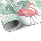 Waterverf Roze flamingos en bladeren Cadeaupapier (Rol Hoek)