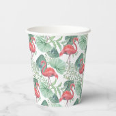 Waterverf Roze flamingos en bladeren. Papieren Bekers (Achterkant)