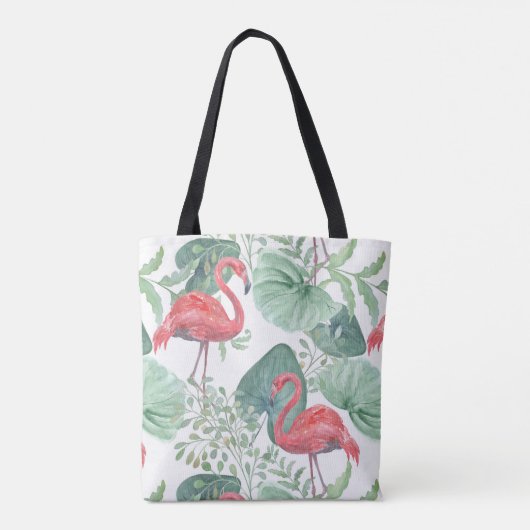 Waterverf Roze flamingos en bladeren. Tote Bag (Achterkant)