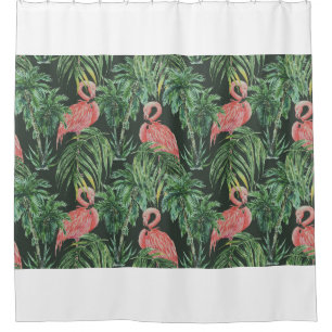 Waterverf roze flamingos, exotische vogels, tropis douchegordijn