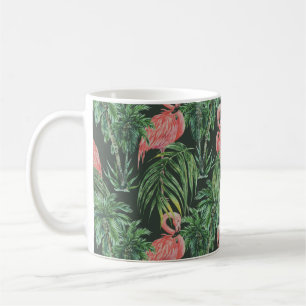 Waterverf roze flamingos, exotische vogels, tropis koffiemok