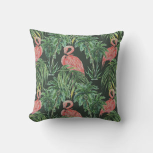 Waterverf roze flamingos, exotische vogels, tropis kussen