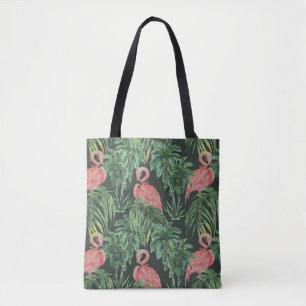 Waterverf roze flamingos, exotische vogels, tropis tote bag