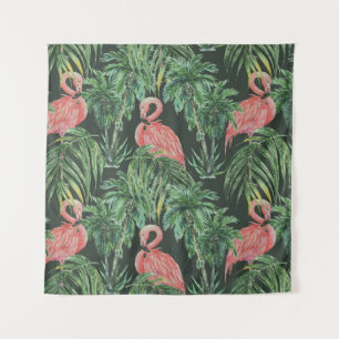 Waterverf roze flamingos, exotische vogels, tropis wandkleed