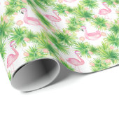 Waterverf Roze Flamingo's & Garland Kerstmis Cadeaupapier (Rol Hoek)
