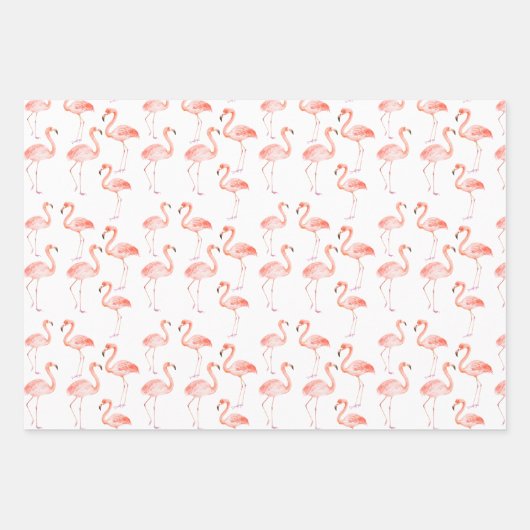 Waterverf roze flamingos   inpakpapier vel (Voorkant 3)