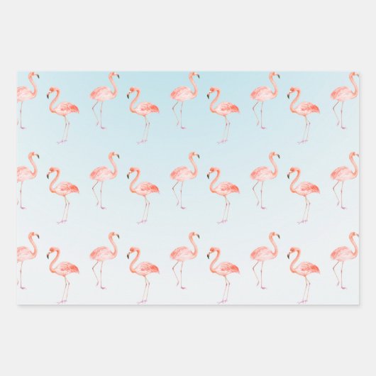 Waterverf roze flamingos inpakpapier vel (Voorkant)