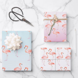 Waterverf roze flamingos   inpakpapier vel