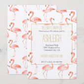 Waterverf roze flamingos kaart (Voorkant / Achterkant)