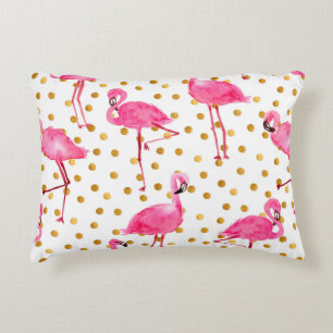 Waterverf roze flamingos met gouden stippen naadlo accent kussen