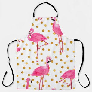 Waterverf roze flamingos met gouden stippen naadlo schort