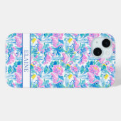 Waterverf Roze Flamingo's Met Initiaal Case-Mate iPhone Case (Achterkant (horizontaal))