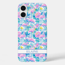 Waterverf Roze Flamingo's Met Initiaal