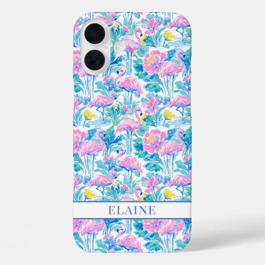 Waterverf Roze Flamingo's Met Initiaal Case-Mate iPhone Case (Achterkant)