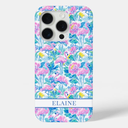 Waterverf Roze Flamingo's met Initialen Case-Mate iPhone Case (Achterkant)