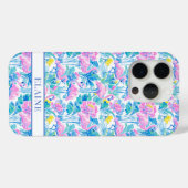 Waterverf Roze Flamingo's met Initialen Case-Mate iPhone Case (Achterkant (horizontaal))