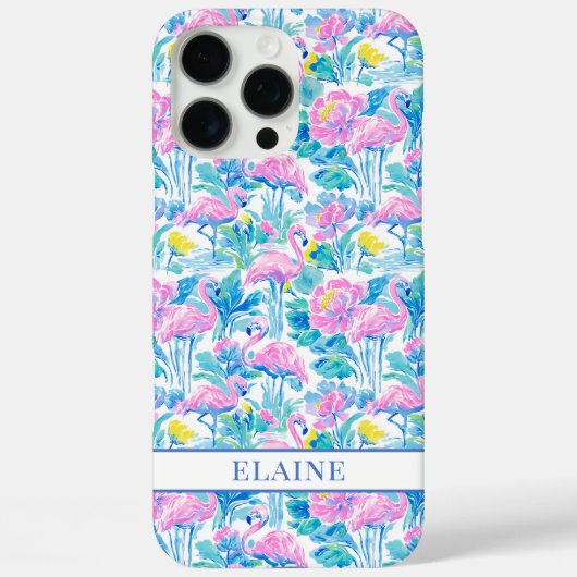 Waterverf Roze Flamingo's met Initialen Case-Mate iPhone Case (Achterkant)